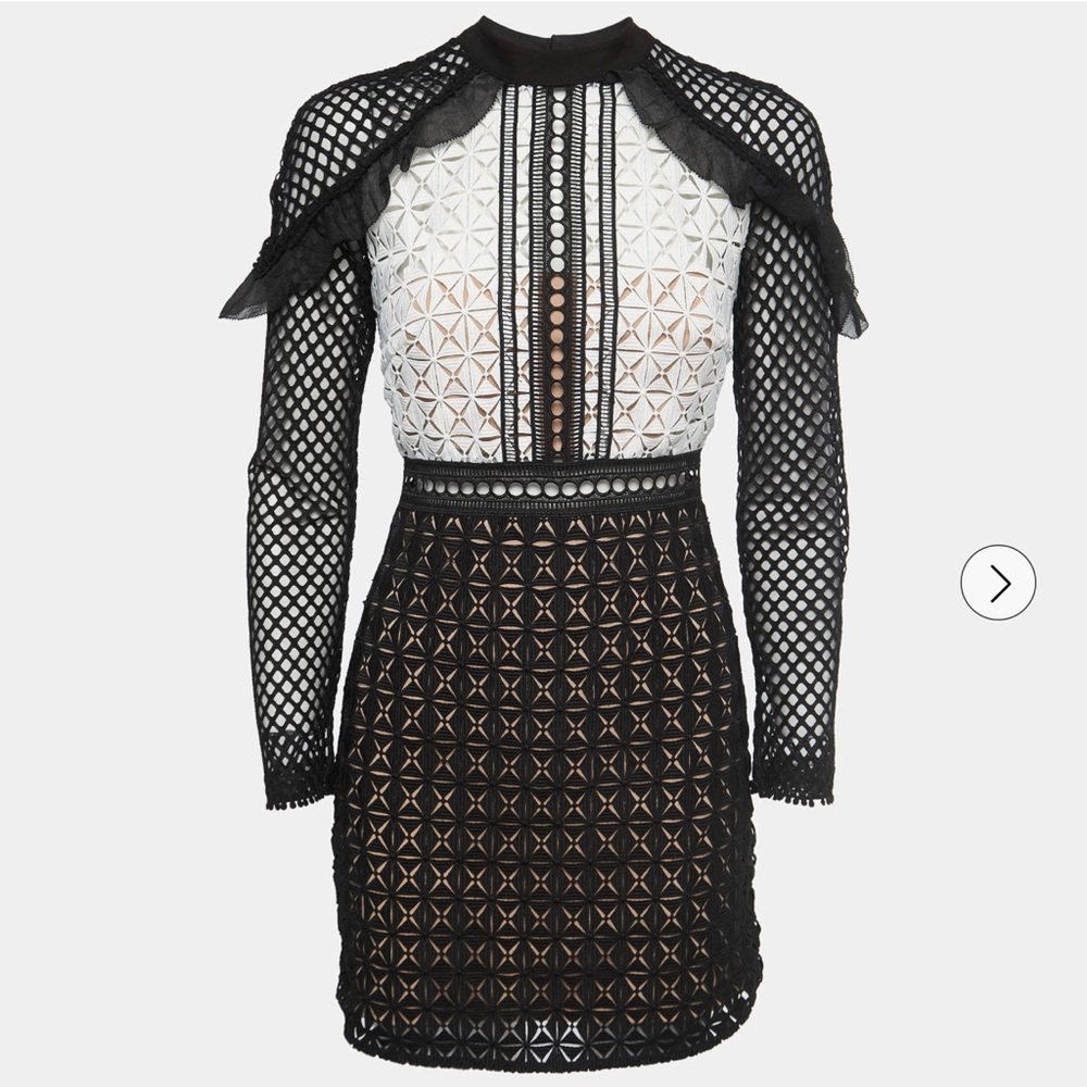 Elegant Black and White Mesh Dress